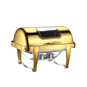 镀金长方形虎脚全翻盖餐炉【可视盖】